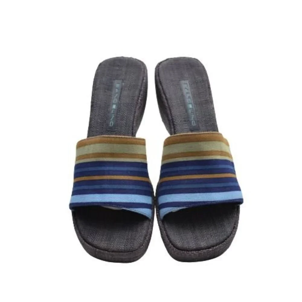 Bandolino Womens Sandals Size 9 Slides Wedge Heel Textured Fabric Harriet 3